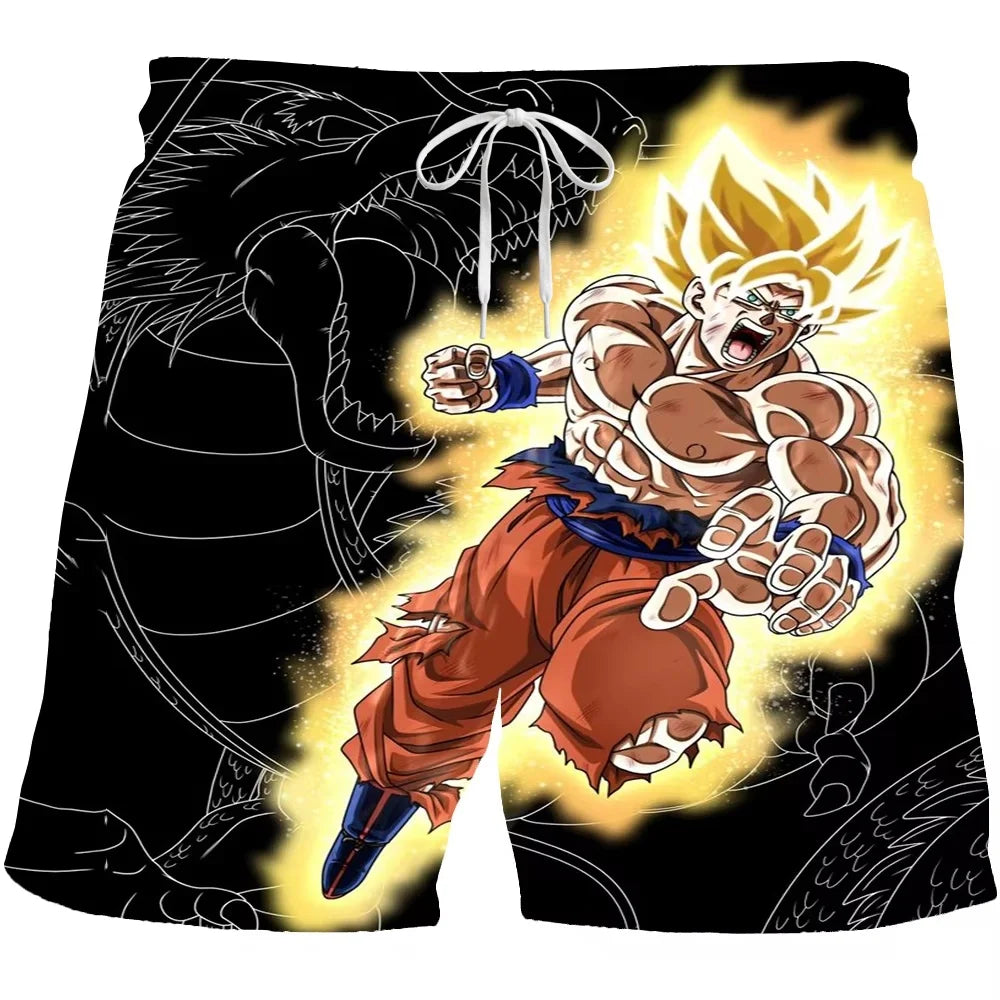 Anime-Shorts für Herren mit Schwert- und Windlegendenmotiv – Doppellagig, schnelltrocknend und atmungsaktiv