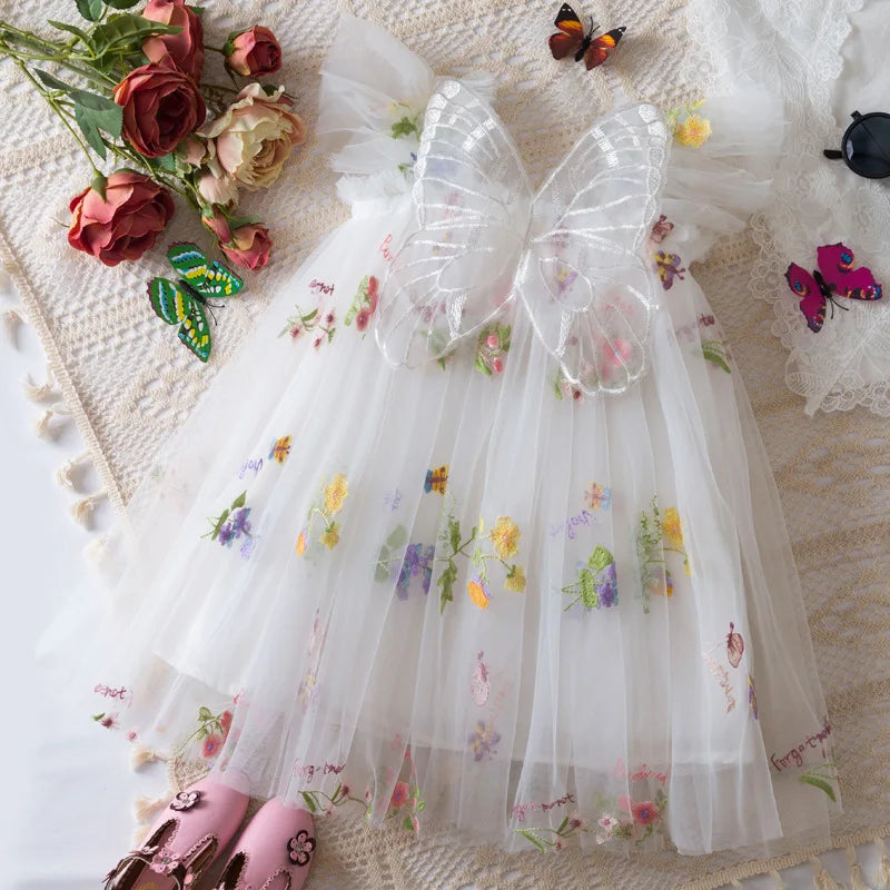 Feen-Trägerkleid aus besticktem Schmetterlingsnetz