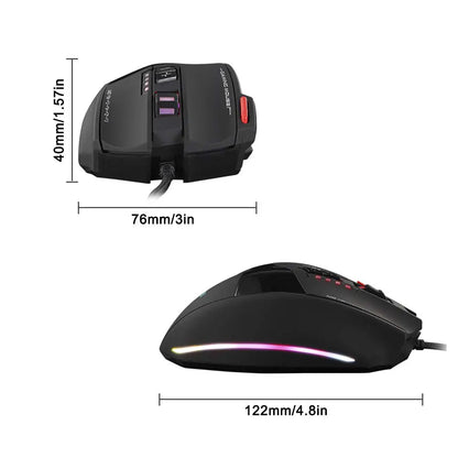 C13 Wired Gaming Mouse with 13 Programmable Buttons Adjustable DPI (1500–10000) RGB LED Optical Sensor USB Gaming Mouse
