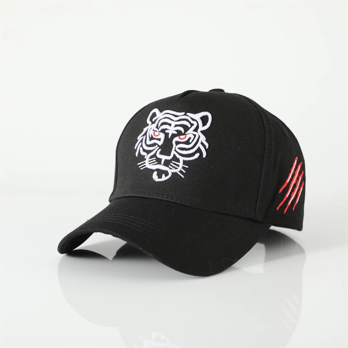 Baseballkappe mit Tigerstickerei – Unisex-Baumwoll-Snapback-Kappe
