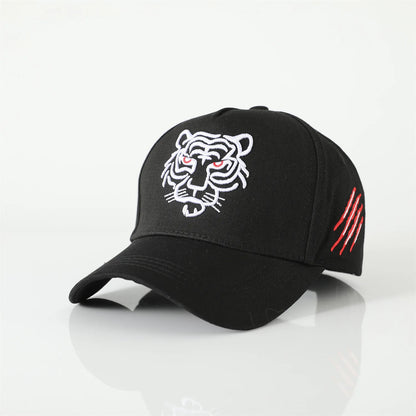 Baseballkappe mit Tigerstickerei – Unisex-Baumwoll-Snapback-Kappe