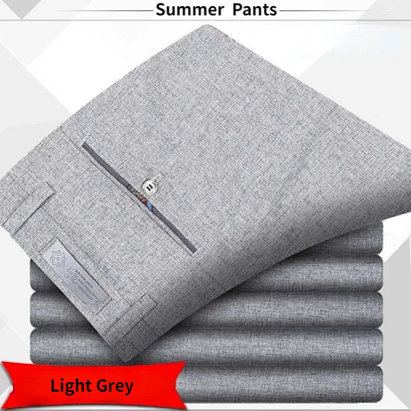 Summer High Waist Lightweight Men's Suit Pants
