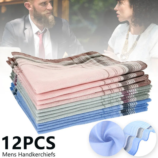 12 Stück quadratische mehrfarbige Herrentaschentücher