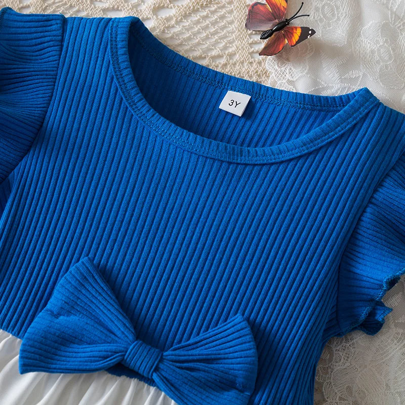 Blumenmädchen-Schmetterlings-Prinzessinnenkleid für Kinder – Partykleid aus Tüll mit Rüschenärmeln