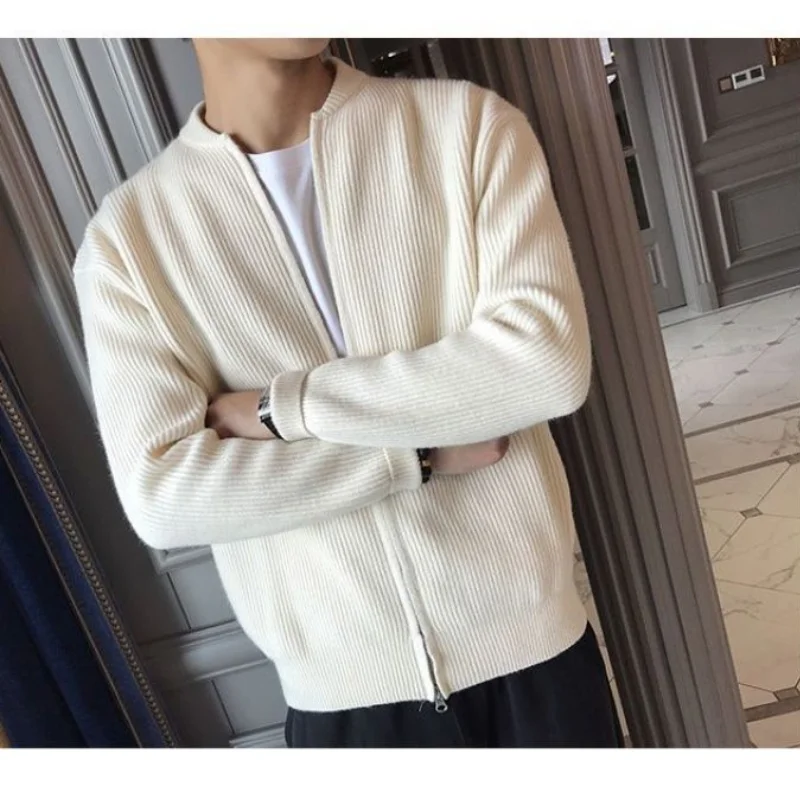 Korean Slim Fit Stand Collar Cardigan