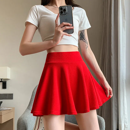 Women's Soft Black Flare Bubble Short Skirt