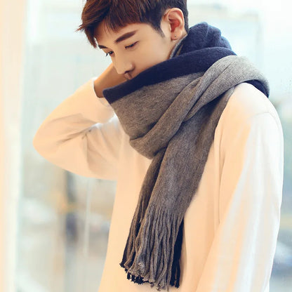 Patchwork Striped Knit Scarf for Men