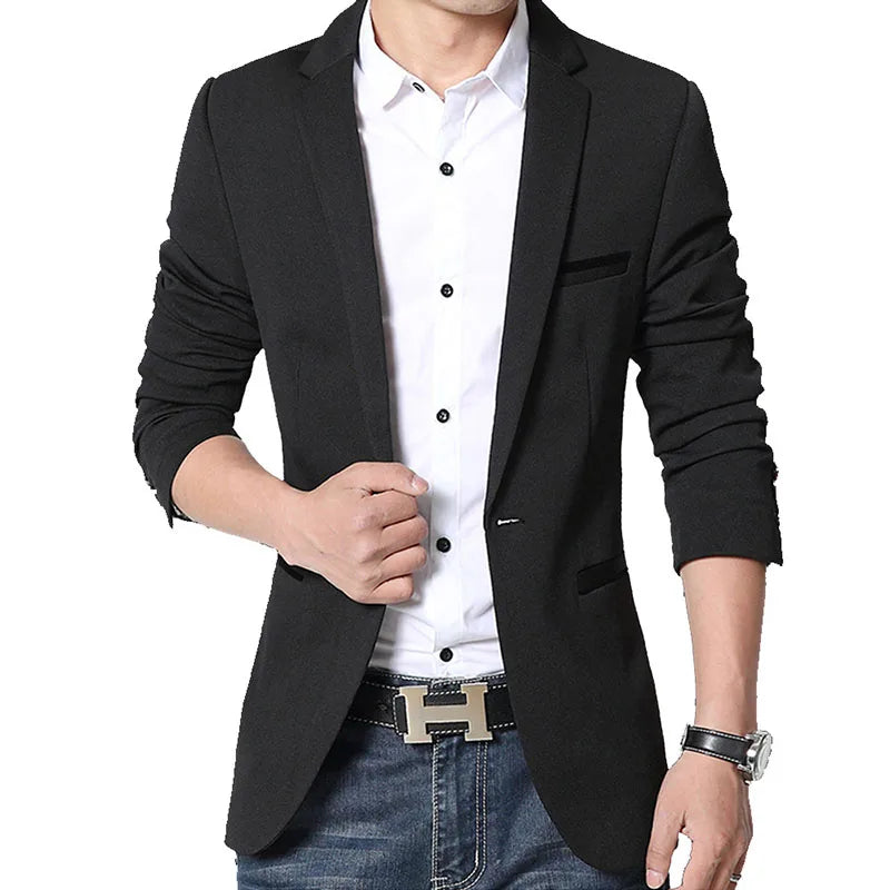 Classic Slim Fit Men's Blazer - Korean Style