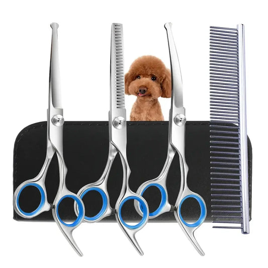 Professional Stainless Steel Dog Grooming Scissors — Precision Pet Grooming Shears with Rounded Head
