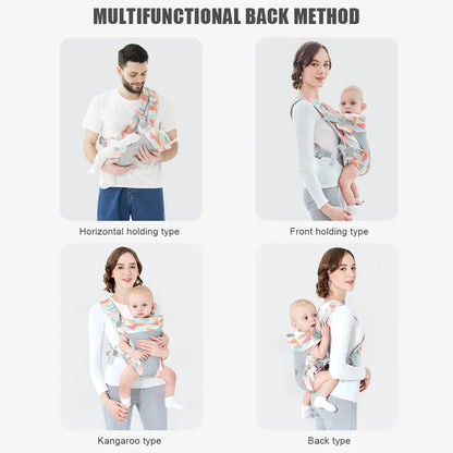 Babytrage-Rucksack für Neugeborene bis Kleinkinder, Vorder- und Rückseite