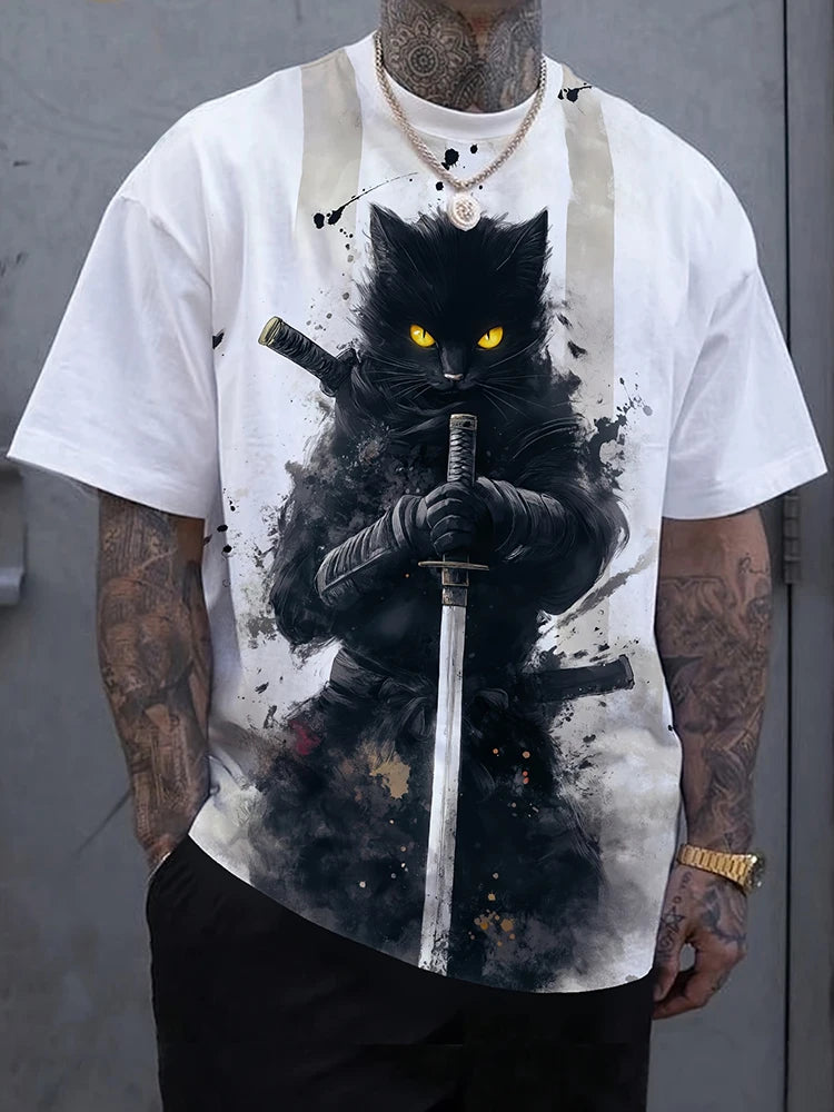 Retro Style 3D Wolf Print Men's T-shirt