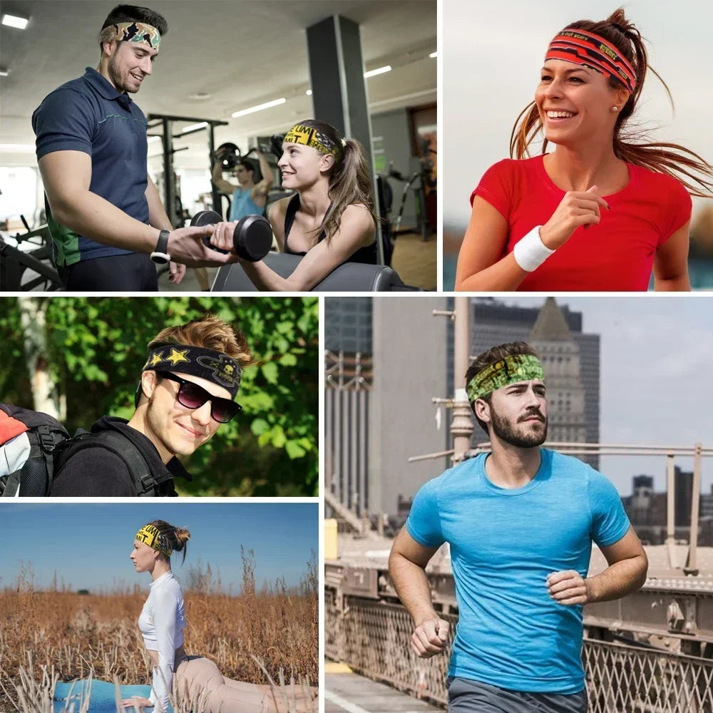 Bandeau anti-transpiration gothique à motif de crâne pour le fitness et le sport