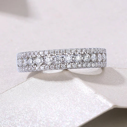 Bague demi-alliance en moissanite pour femme - Alliance scintillante en argent sterling S925