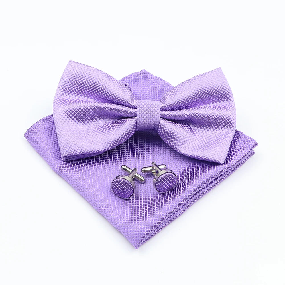 Men's Formal Pocket Square Cufflinks Polyester Bowtie