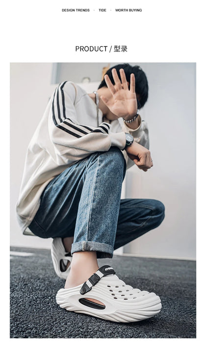 Baotou sabots pantoufles d'été à semelles épaisses