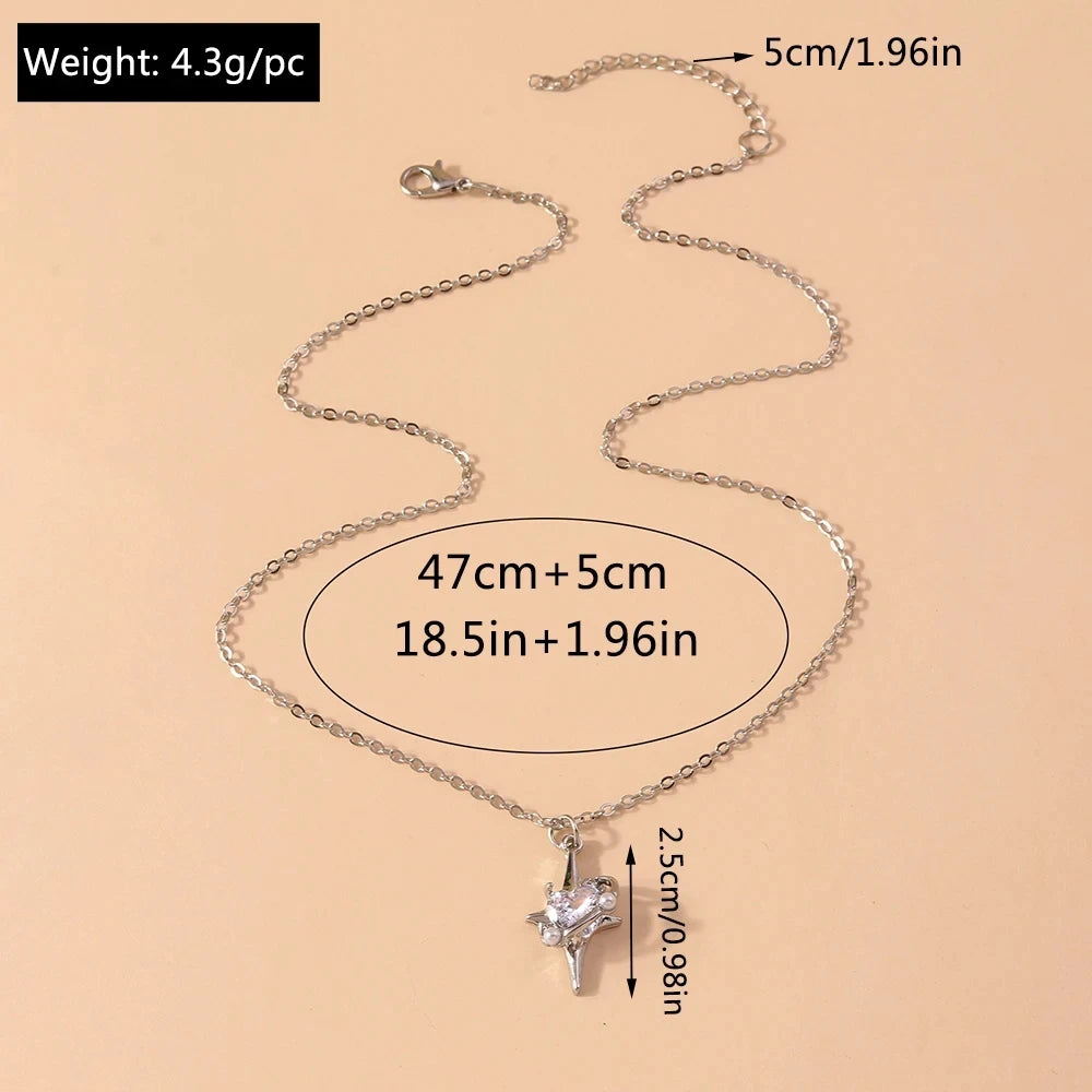 Silver Color Long Tassel Pendant Bow Necklaces