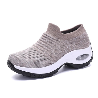 Damen-Wanderschuhe – Atmungsaktive Flyknit-Socken-Sneaker, leichte Slipper
