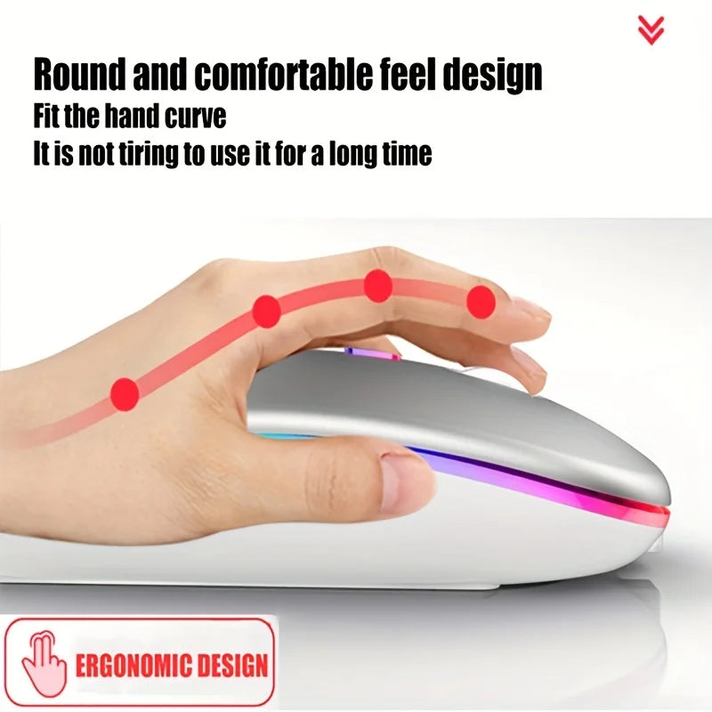 Rechargeable RGB Ergonomic Silent Click Mouse - Wireless Mice Mouse