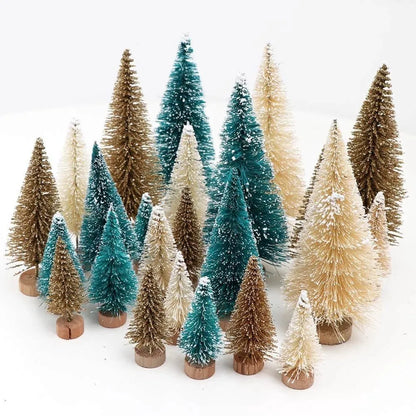 Lot de 8 mini sapins de Noël à paillettes pour la décoration