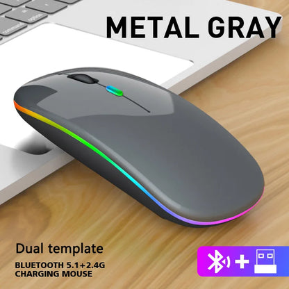 Rechargeable RGB Ergonomic Silent Click Mouse - Wireless Mice Mouse