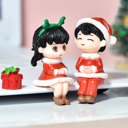 Mini figurines de couple de Noël pour décoration de jardin