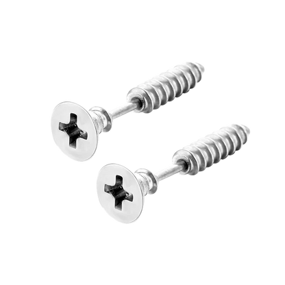 Black Stainless Steel Screw Stud Earrings