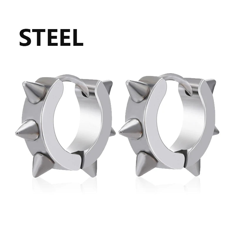 Boucles d'oreilles à tige en bois et acier inoxydable pour hommes, 1 paire