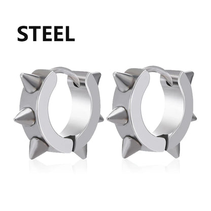Boucles d'oreilles à tige en bois et acier inoxydable pour hommes, 1 paire