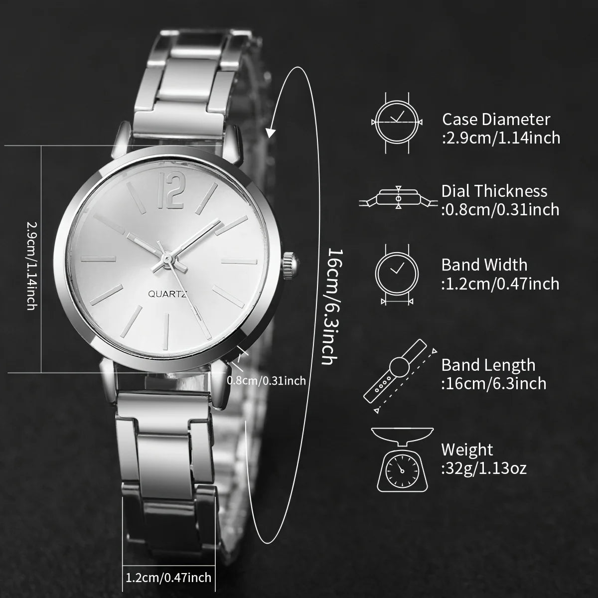 Silver Quartz Watch for Women