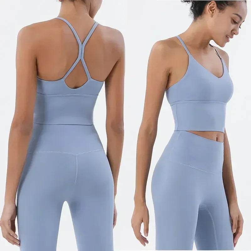 Sports Bra and Leggings Set – Naked Feel High Waist Leggings & Shockproof Sports Bra