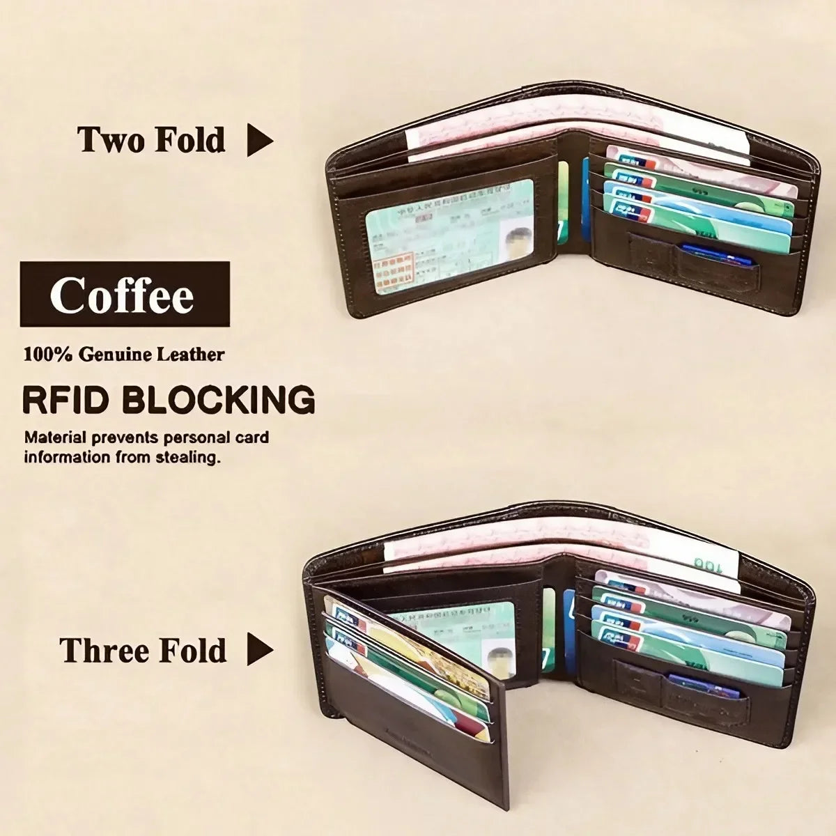 Genuine Leather RFID Blocking Wallet for Men – Slim Thin Bifold Short Wallet