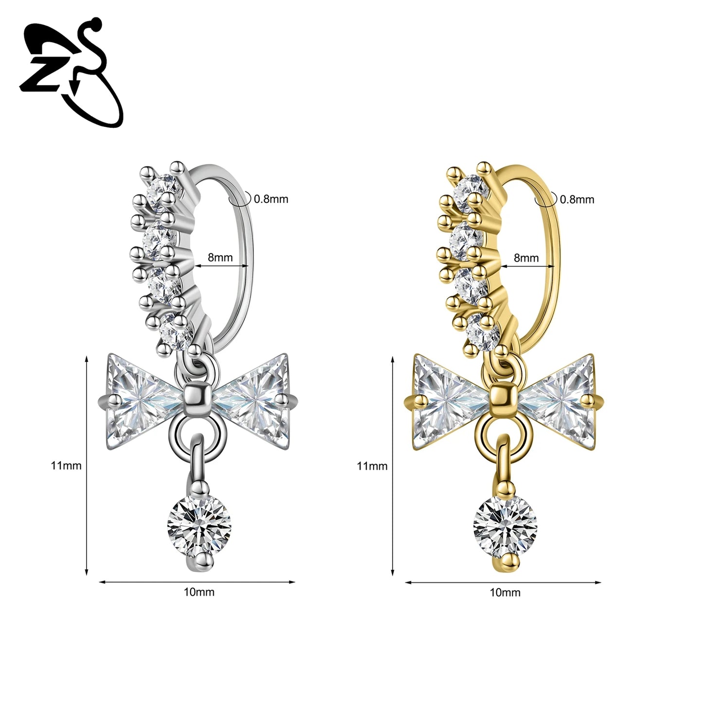 Hochwertige baumelnde Nasenringe mit CZ-Herzen für Frauen