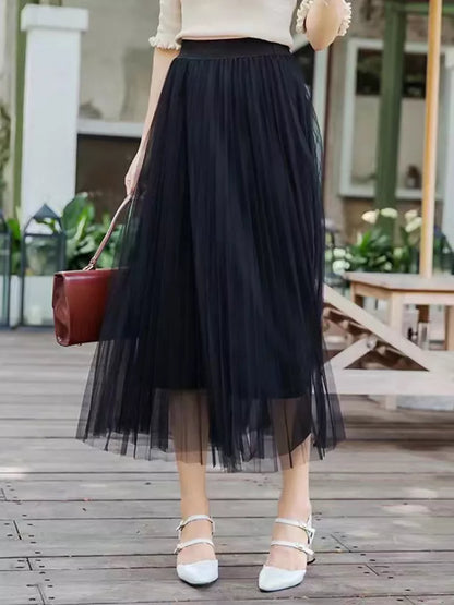 Women Summer Chic High Waist Tulle Skirt