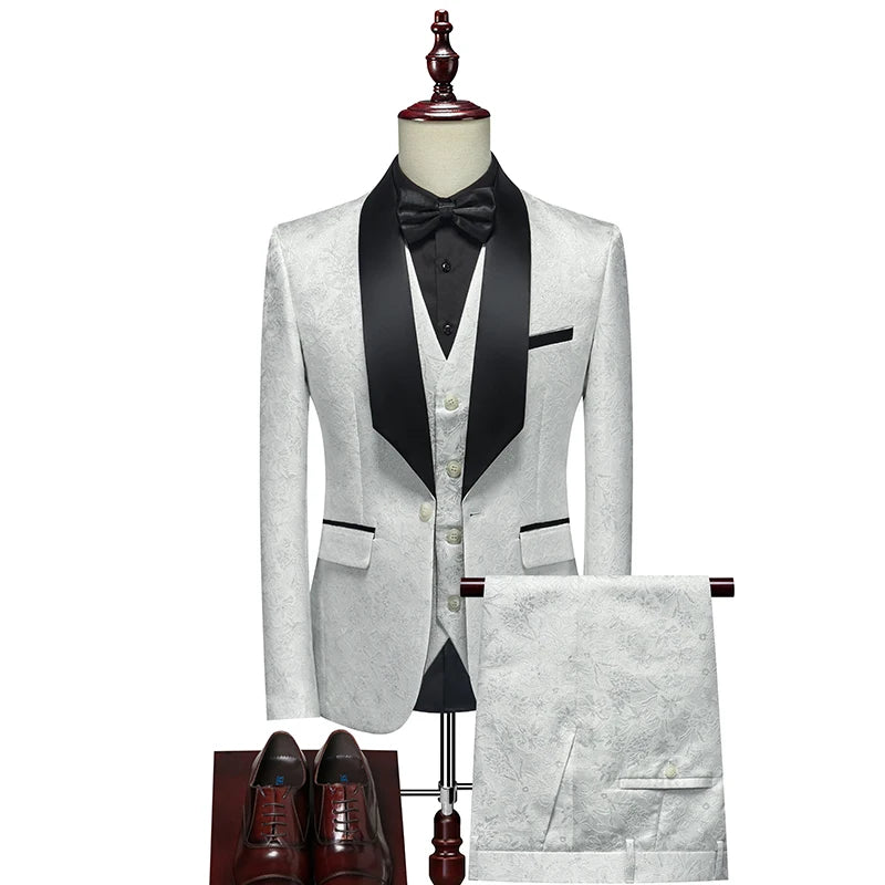 Men's Floral Three-Piece Evening Wedding Guest Dresses