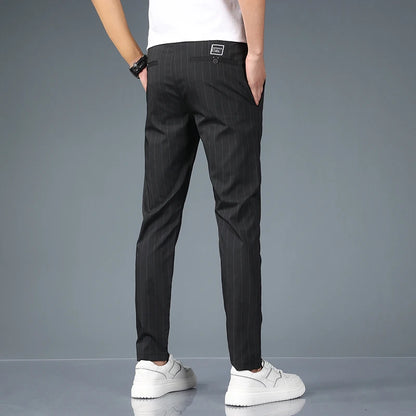 Men's Lightweight Zipper Fly Striped Summer Pants