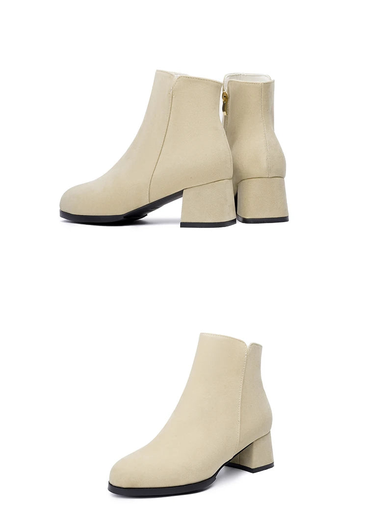 Women's Mid-Heel Wool Warm Ankle Boots