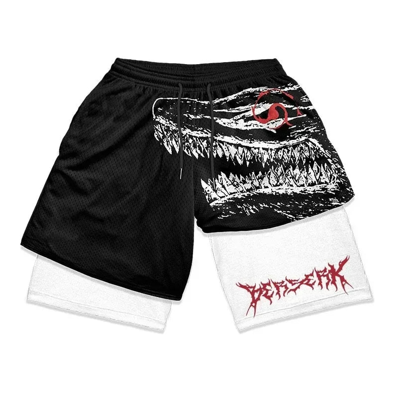 2-in-1-Turnshorts mit Berserker-Print für Herren