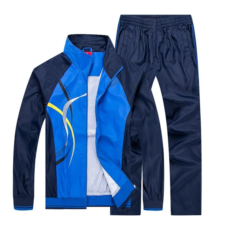Men Sportswear Spring Autumn 2 Piece Tracksuit Jacket Pant