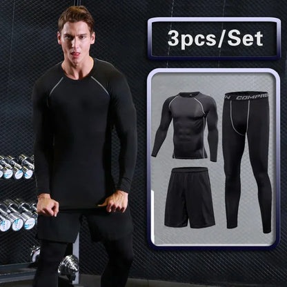 Men Rashguard Compression Set Gym Running Fitness Wear