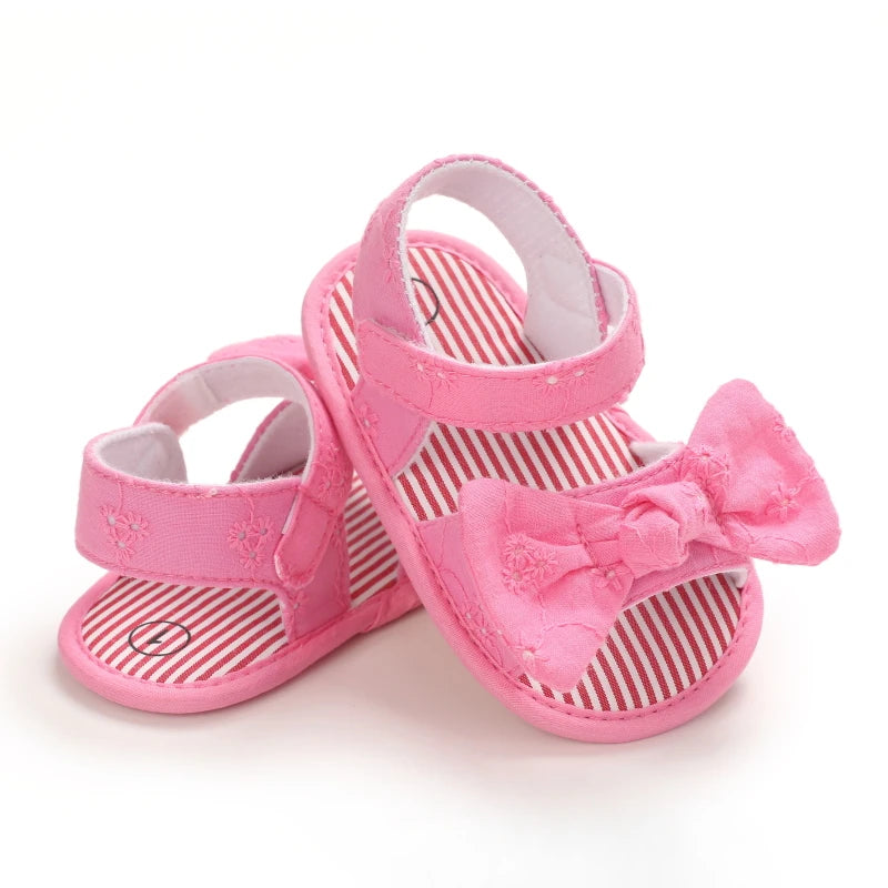 Baby Mädchen Sandalen mit Schleife, atmungsaktiv, flach, Prinzessin, weiche Sohle
