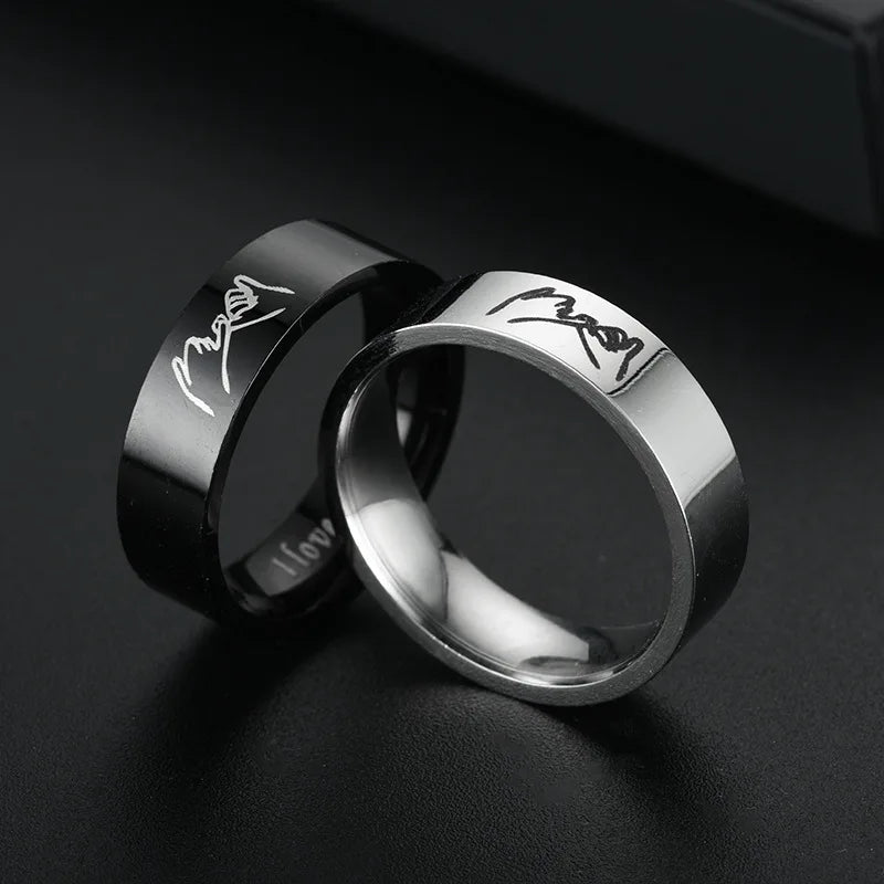 Heart-shaped cartoon couple  romantic anniversary gift rings