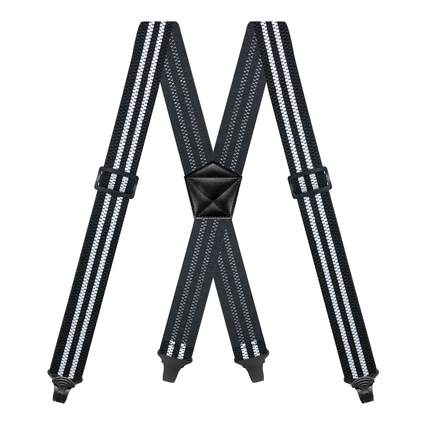 Heavy Duty Men’s Suspenders 3.8cm Wide X-Back Work Braces with 4 Strong Plastic Gripper Clasps – Adjustable Elastic Trouser Suspenders