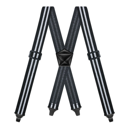 Heavy Duty Men’s Suspenders 3.8cm Wide X-Back Work Braces with 4 Strong Plastic Gripper Clasps – Adjustable Elastic Trouser Suspenders