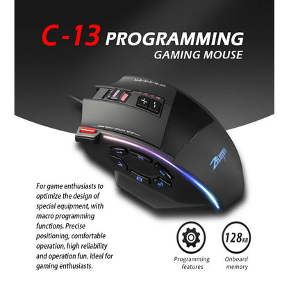 M908 RGB Backlight LED USB Wired Gaming Mouse 18 Programmable Mouse Buttons 12400 DPI