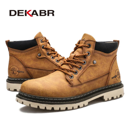 Men’s Warm Fur Lined Boots –  Wear-Resistant Comfort Retro Winter Shoes