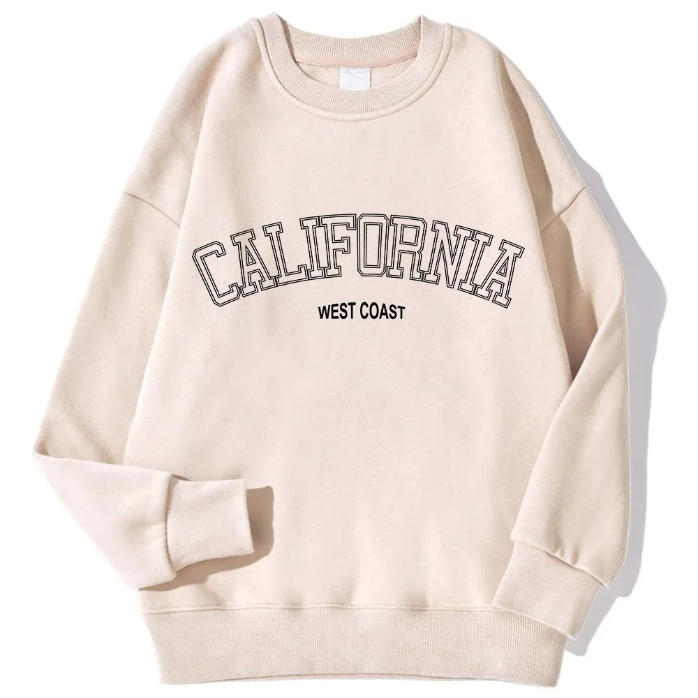 Women's Crew Neck California West Coast Print Hoodie