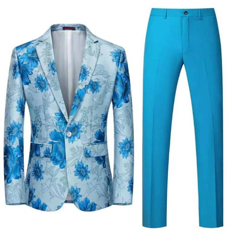 Costume 2 pièces à motif de fleurs d'oranger pour homme