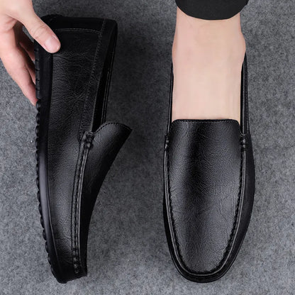 Mocassins en cuir véritable souple pour hommes