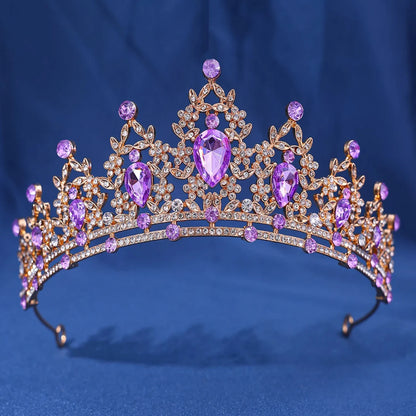 Diadème de mariée en strass avec couronne de cristal royale