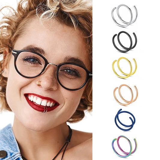 Stainless Steel Double Spiral Nose Ring